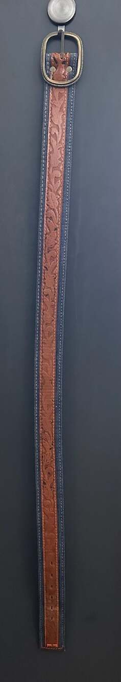 Levi's Denim and Leather Belt with Hand Tooled Design